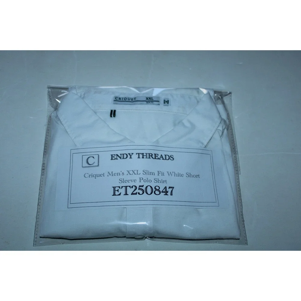Criquet Men's XXL Slim Fit White Short Sleeve Polo Shirt - Picture 11 of 11